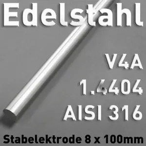 2 x Edelstahl-Stab-Anode Elektroden 8 x 100mm Elektrolyse Galvanik V4A 1.4404 cm - Bild 1 von 2