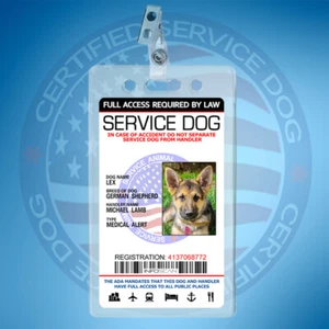 SERVICE DOG ID CARD  WITH CLIP HOLDER + INCLUDES ONLINE REGISTRATION   - Picture 1 of 2