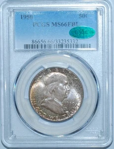 1950 PCGS MS66FBL CAC Full Bell Lines Scarface Die 1 Franklin Half Dollar - Picture 1 of 4