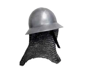 Medieval Knight Kettle hat Helmet Round Look design with Armor chain mail - Picture 1 of 9