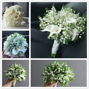 Calla Lily valley White Wedding Bridal Bridesmaids Bouquet Artificial Flower