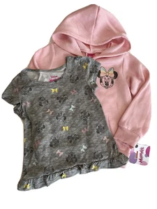Disney Junior Minnie Mouse Girl Zip Up Hoodie Short Sleeve Tee Set Size 4 - Picture 1 of 21