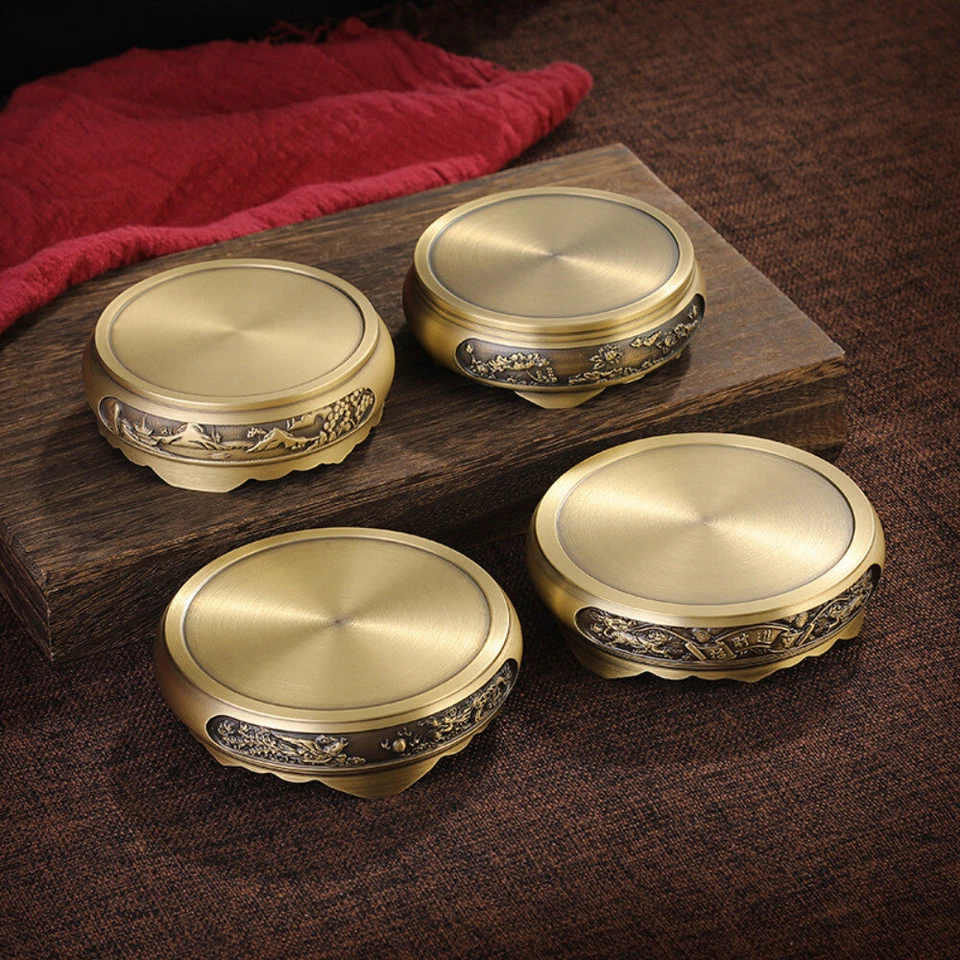 Soporte de exhibición de latón cobre pedestal talla base redonda jarrón maceta estatua retro divertido Foto 1 de 4