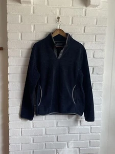 J Crew nordischer Pullover Fleece Größe Medium 1/4 Druckknopf dunkelblau gesprenkelt gebraucht, in einwandfreiem Zustand - Bild 1 von 11