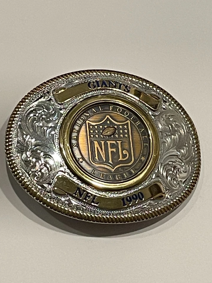 NFL GIANTS MONTANA SILVERSMITHS Placa de Plata Esterlina Hebilla de Cinturón Cinturón Limitado Bu Foto 1 de 4