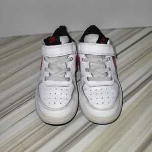Size Kids 9C - Nike Court Borough Low 2 "White/University Red-black" BQ5453 110 - Picture 1 of 8