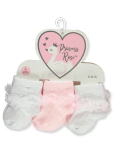 Princess Rose Baby Girls' 6-Pack Fancy Socks ALU12300WPI0TO6M000000000 - Picture 1 of 3