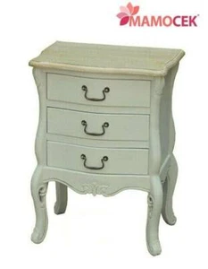 MOBILETTO Cassettiera comodino 3 cassetti legno tortora chiaro 47x35 h66 shabby - Foto 1 di 2