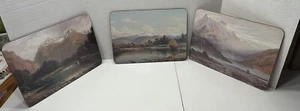 Vintage Landscape Themed Cork Back Trivets/Table Mats Lot Of 3 11.5”x 8.5” - Picture 1 of 9