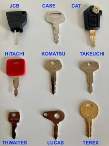 Genuine 9 Master Plant Keys JCB Case CAT Hitachi Takeuchi Komatsu Thwaites Lucas - Picture 1 of 10