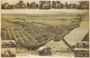 Morrisville, Bucks County - 1893 - Aerial Bird's Eye View Map Poster - Picture 1 of 1