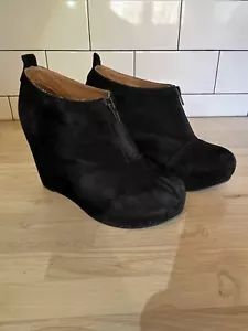 Stivaletti Jeffrey Campbell Tahiti ultima zeppa zip nero scamosciato steampunk - taglia 9 - Foto 1 di 14
