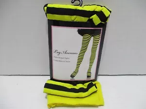 Gestreifte Damen Strumpfhose Kostüm gelb schwarz bis 150 Pfund Nylon Stretch Einheitsgröße neu - Bild 1 von 9