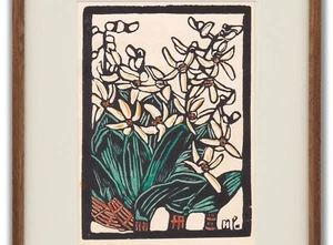Australian Wildflower Painting Flower Margaret Preston Art Deco Rock Lillies - Picture 1 of 3