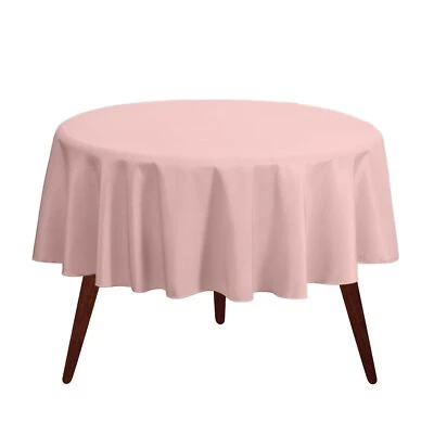 Round Tablecloth - 108 Inch Pink Round Table Cloth for 48 to 72 Inch Round Ta... - Image 1 of 4