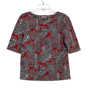 Top girocollo Etro Milano 42 US Small Paisley Boho maniche corte elasticizzato ponte - Foto 1 di 8