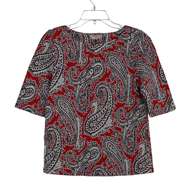 Blusa Etro Milano gola redonda 42 EUA pequena paisley boho manga curta ponte elástica - Imagem 1 de 4