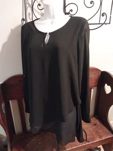 BLUSA TRANSPARENTE NEGRA LAURA MAX TOP DOBLADILLO ASIMÉTRICO ESTRÁS ACENTO JOYA TALLA S - Imagen 1 de 8