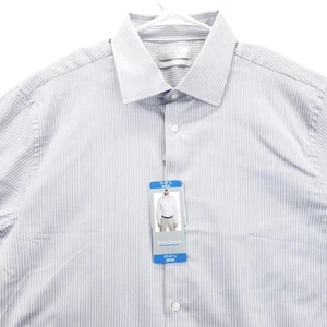 NEW Hickey Freeman Dress Shirt Mens 17-17.5 34/35 Gray Pinstripe Stretch - Picture 1 of 16