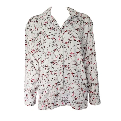 Lanz of Salzburg Pajama Top Womens Size M Medium White Red Bird Cardinal Soft - Image 1 of 4