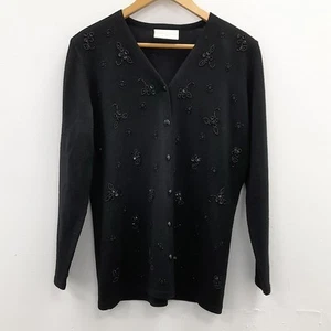 Country Casuals Beaded Cardigan M UK 10 Black Wool Blend Womens RMF08-LW - Picture 1 of 8
