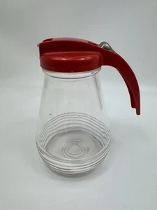 Dispensador de jarabe de vidrio Federal Tool Corp. - Tapa roja hecho en EE. UU. - Imagen 1 de 5