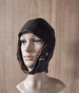 Gorra de piloto Striwa gorro de cuero gorro de aviador gorro de aviador vintage aprox. 1940 - Imagen 1 de 8