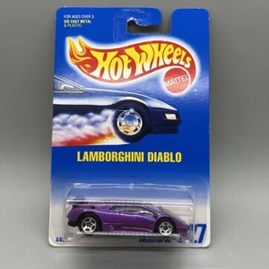 1991 Hot Wheels Blue/White Card #227 Lamborghini Diablo Purple w/Chrome 5 Spokes - Picture 1 of 6