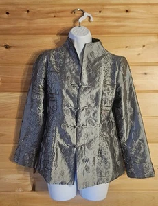 Silber & braune Jacke mit Mandarinkragen, mittlere Größe, Damen - Bild 1 von 9