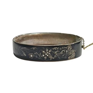 Bracciale vittoriano in argento smaltato nero e perle semi - eleganza 1800 - Foto 1 di 13