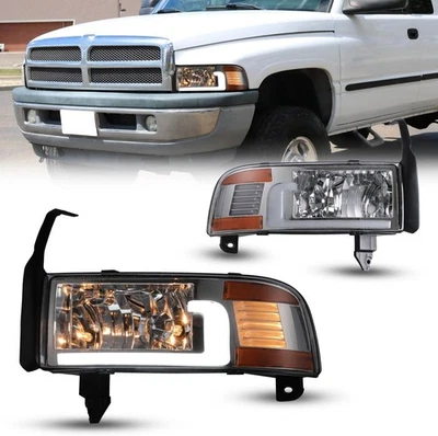 Par de faros LED DRL de lente transparente para Dodge Ram 1500 2500 3500 1994-2001 Foto 1 de 4