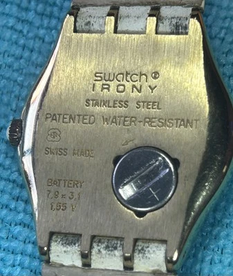 ANCIENNE MONTRE SWATCH IRONY PLAQUE OR BRACELET CUIR BLANC PILE NEUVE TBE - Photo 1/4