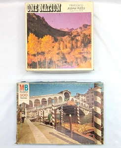 Vintage Lot of 2 Puzzles Venice One Nation Bishop Creek Canyon Parker Bros & MB - Picture 1 of 18