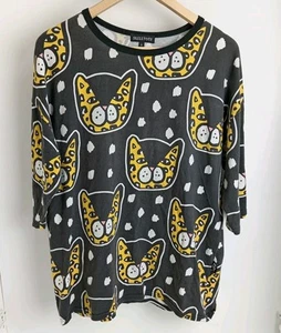 Skeletots Womens T-Shirt Leopards 3/4 Length Sleeves Small Cats Animal Print - Picture 1 of 6