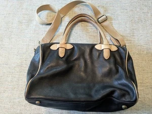 Cynthia Rowley Black & Tan Leather Dual Shoulder Strap/Hand Straps Bag Purse - Picture 1 of 20