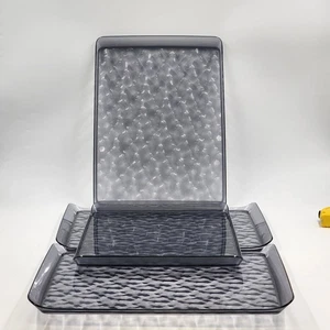 4 Pack Alessi Delta Airlines Serving Tray 15"x10.75" Smoky Grey Non-Skid Liner - Picture 1 of 12