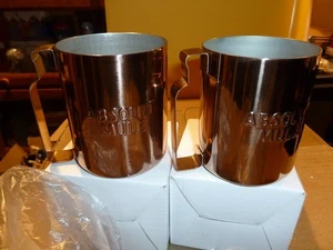 ABSOLUT Vodka Moscow Mule Mugs, Copper finish, 12 Oz, 3 5/8" Tall Set Of 2 - Picture 1 of 3