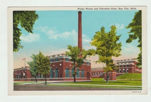 Bay City Michigan - Water Works and Filtration Plant 1940s Vintage Postcard P20 - Imagen 1 de 2