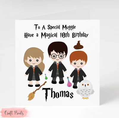 CRAFTPRINTS Harry Potter Personalised Birthday Card Add Name and Age