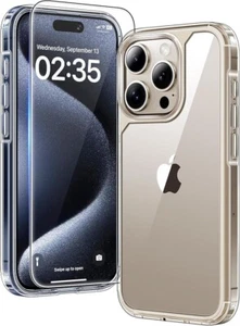 TAURI 3 in 1 Clear for iPhone 15 Pro Case, and 2X HD Screen Protector - Picture 1 of 4