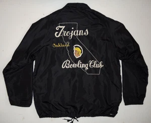 Vtg 60s/70s Nylon Bowling Jacket L Chain Stitch Embroidery Oakland Team Club - Picture 1 of 7