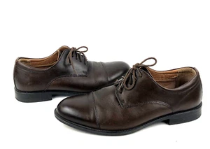G.H. Bass & CO Mens Flex Step Cap Toe Oxford Size 8W Brown Leather Comfort GUC - Picture 1 of 10