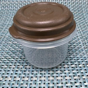 Rubbermaid Servierschoner kleiner runder Behälter brauner Deckel #0 1/2 Tasse Vintage - Bild 1 von 9
