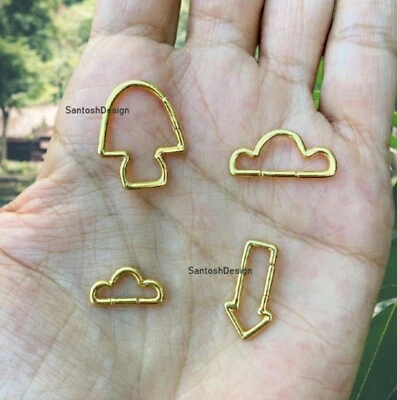 14k Solid Gold Cloud Mushroom Arrow Enhancer Lock Clasp,14k Gold Enhancer Lock - Image 1 of 2