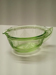 Princess Milchkännchen Depression Glas grün oval - Bild 1 von 7