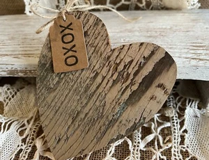 Valentines HEART XOXO Tiered Tray Farmhouse Wedding Shelf Decor Rustic Wood HP - Picture 1 of 10