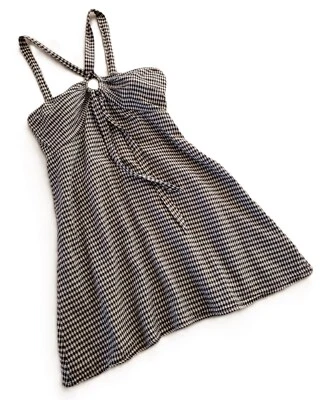 Juniors Size Med Urban Outfitters Dress Sleeveless Smocking Plaid Black & White - Image 1 of 4