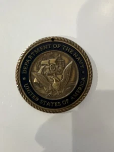 United States Navy Challenge Coin Eagle Ship Navy Gold Sailors Creed On Back - Picture 1 of 3