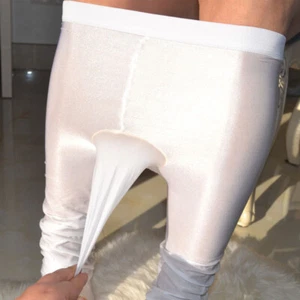Mens Shiny Glossy Stockings Stretch Tights Underwear Pantyhose with Penis Sheath - Picture 1 of 26