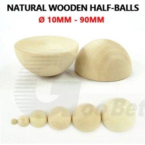 Plain Natural Wooden Craft Half-Balls Beads with No Hole Solid Size 10-90 mm DIY - Picture 1 of 16
